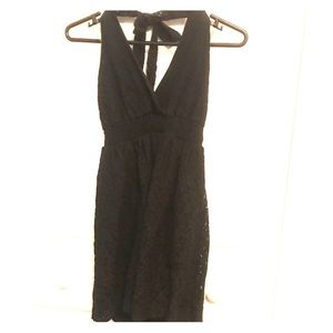 Black halter top lace dress from wet seal